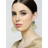 Gold Plated Kundan And Pearl Chandbali Earrings For Womens