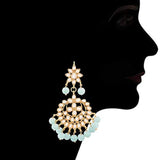 Gold Plated Kundan And Pearl Chandbali Earrings For Womens