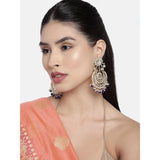 Gold Plated Kundan And Pearl Chandbali Earrings For Womens