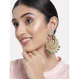 Gold Plated Kundan And Pearl Chandbali Earrings For Womens