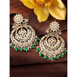 Gold Plated Kundan And Pearl Chandbali Earrings For Womens