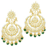 Gold Plated Kundan And Pearl Chandbali Earrings For Womens