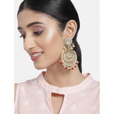 Gold Plated Kundan And Pearl Chandbali Earrings For Womens