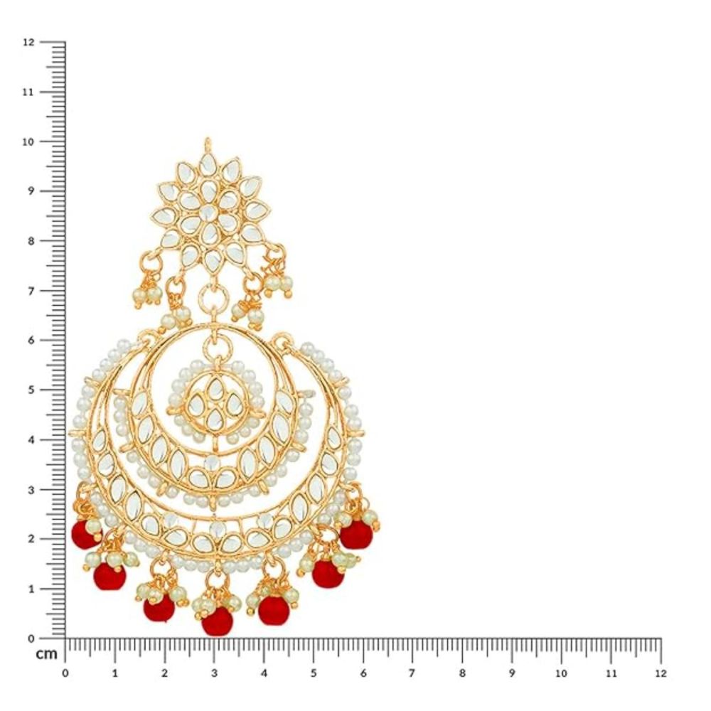 Gold Plated Kundan And Pearl Chandbali Earrings For Womens