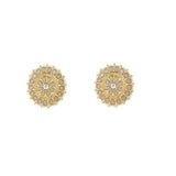 Gold Plated Kundan And Pearl Round Floral Stud Earrings For Womens