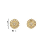 Gold Plated Kundan And Pearl Round Floral Stud Earrings For Womens