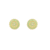 Gold Plated Kundan And Pearl Round Floral Stud Earrings For Womens