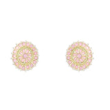 Gold Plated Kundan And Pearl Round Floral Stud Earrings For Womens