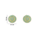 Gold Plated Kundan And Pearl Round Floral Stud Earrings For Womens