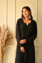 Elizeh chikankari and Cutdana 3 pc set in Black