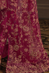 Wine Net Embroidered Salwar Suits