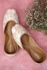 White Leather Embroidered Jutti