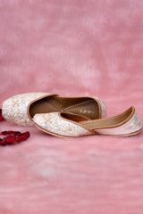 White Leather Embroidered Jutti