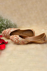 Beige Leather Embroidered Jutti