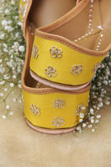 Yellow Leather Embllished Jutti