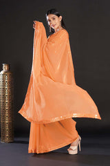 Siena Orange Georgette Sequins Saree