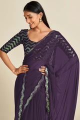 Siena Violet Georgette Sequins Saree