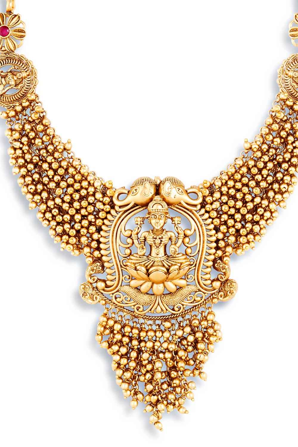 Gold Plated Kemp Stone Antique Necklace And Earrings Jewellery Set