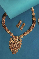 Gold Plated Kemp Stone Antique Necklace With Earrings