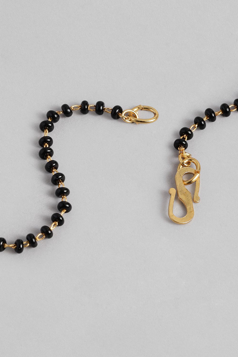 Gold Plated American Diamond And Black Beaded Mangalsutra Set