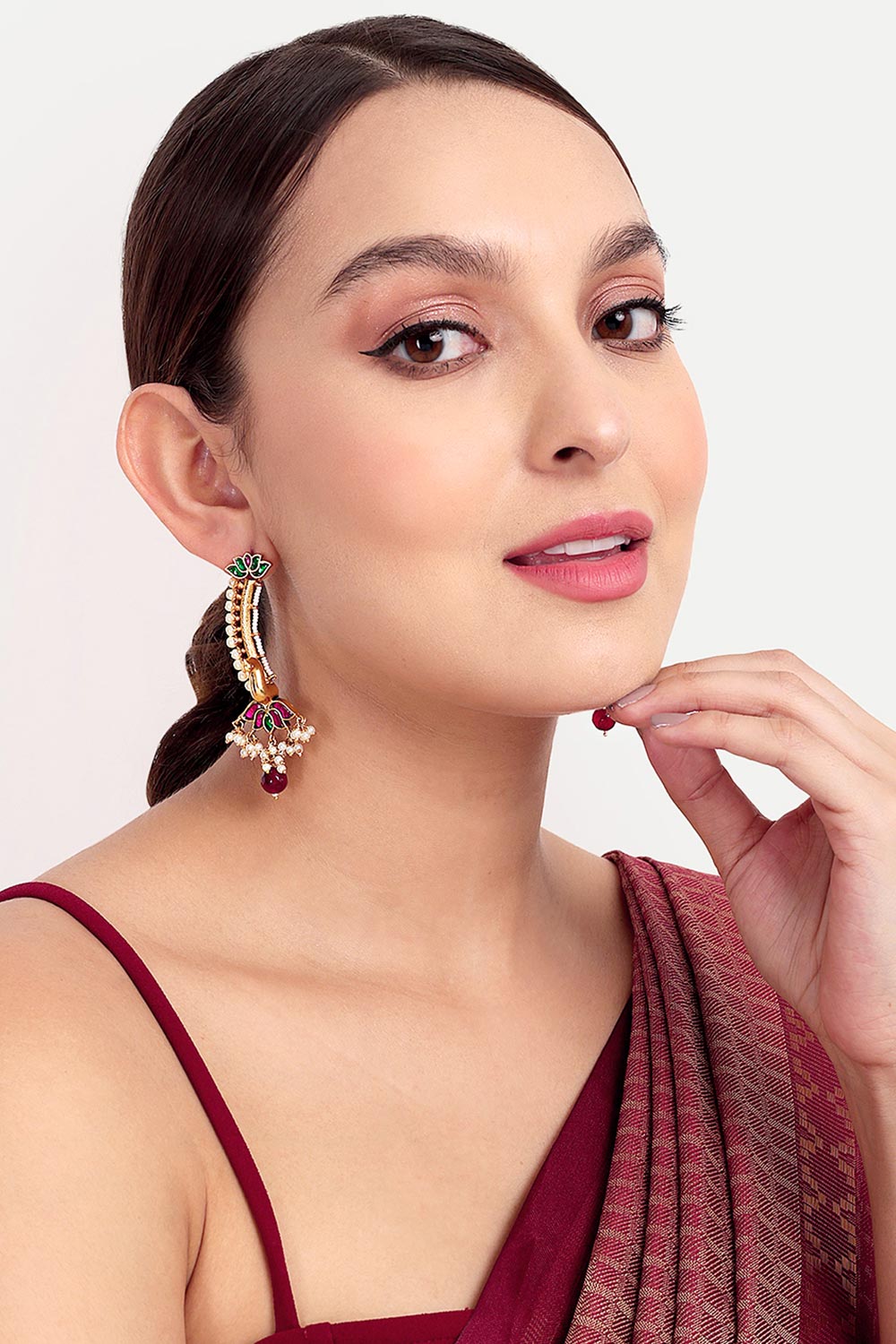 Peacock Gold Plated Polki Earrings