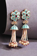 Hand Paint Meenakari Hanging Pearl Drop Earrings