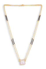 Gold Plated Black Beaded American Diamond Mangalsutra