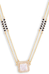 Gold Plated Black Beaded American Diamond Mangalsutra