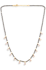 Gold Plated Black Beaded American Diamond Mangalsutra