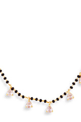 Gold Plated Black Beaded American Diamond Mangalsutra