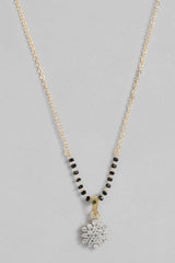 Gold Plated American Diamond And Black Beaded Mangalsutra