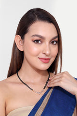 Gold Plated Black Beaded American Diamond Mangalsutra