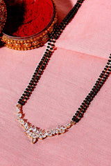 Gold Plated Black Beaded American Diamond Mangalsutra