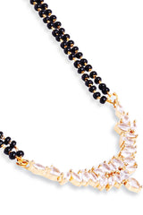 Gold Plated Black Beaded American Diamond Mangalsutra