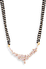 Gold Plated Black Beaded American Diamond Mangalsutra