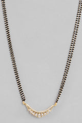 Gold Plated American Diamond And Black Beaded Mangalsutra