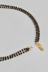 Gold Plated American Diamond And Black Beaded Mangalsutra