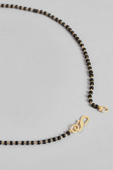 Gold Plated American Diamond And Black Beaded Mangalsutra