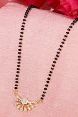 Gold Plated Black Beaded American Diamond Mangalsutra