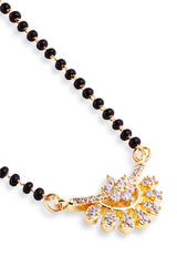 Gold Plated Black Beaded American Diamond Mangalsutra