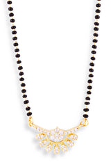 Gold Plated Black Beaded American Diamond Mangalsutra