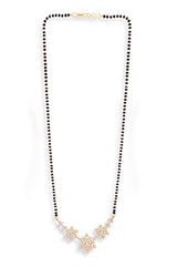 Gold Plated Black Beaded American Diamond Mangalsutra