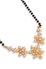 Gold Plated Black Beaded American Diamond Mangalsutra