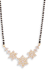 Gold Plated Black Beaded American Diamond Mangalsutra