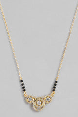 Gold Plated American Diamond And Black Beaded Mangalsutra