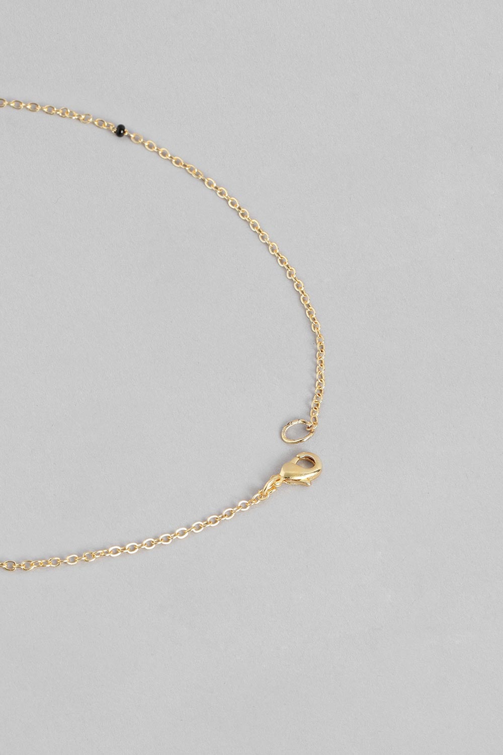 Gold Plated American Diamond And Black Beaded Mangalsutra