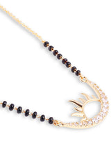 Gold Plated Black Beaded American Diamond Mangalsutra