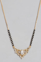 Gold Plated Black Beaded American Diamond Mangalsutra