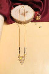 Gold Plated Black Beaded American Diamond Mangalsutra