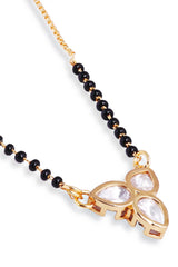 Gold Plated Black Beaded Kundan Polki Diamond Mangalsutra